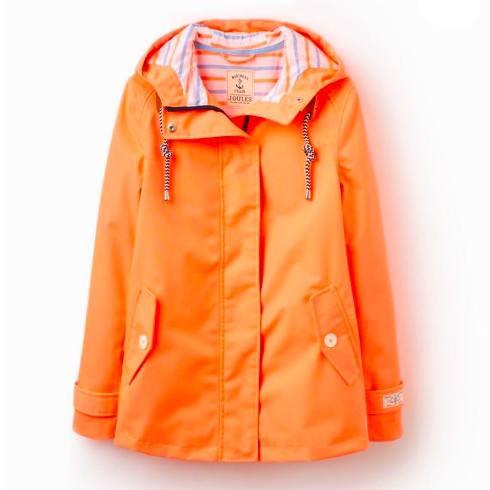 Joules Waterproof & Breathable Neon Orange Hooded jacket size 4 - Picture 1 of 12